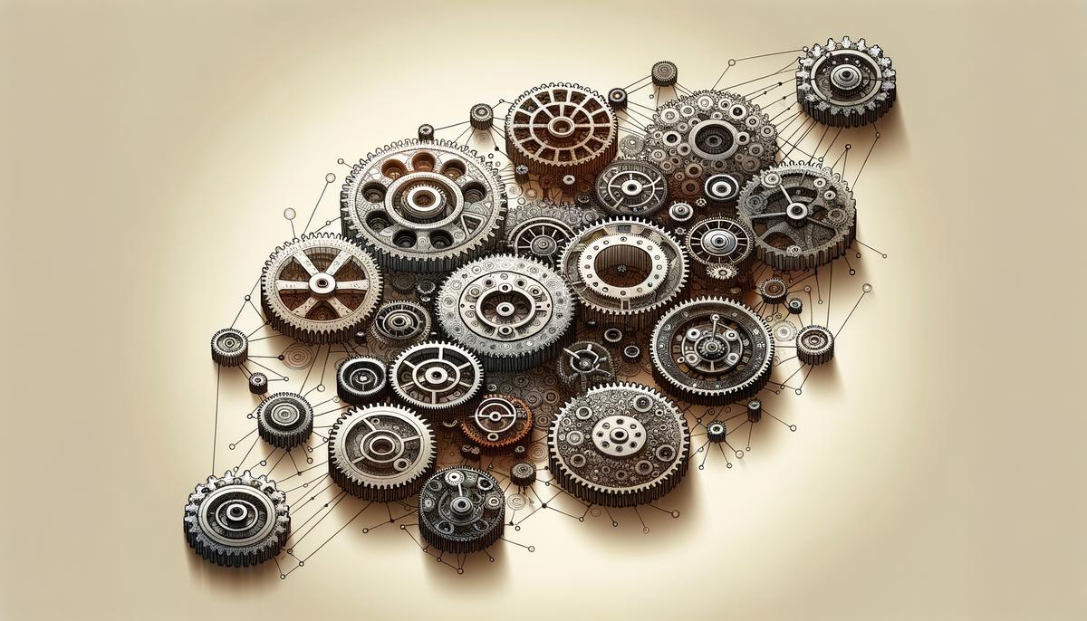Illustration of interconnected gears representing market dynamics