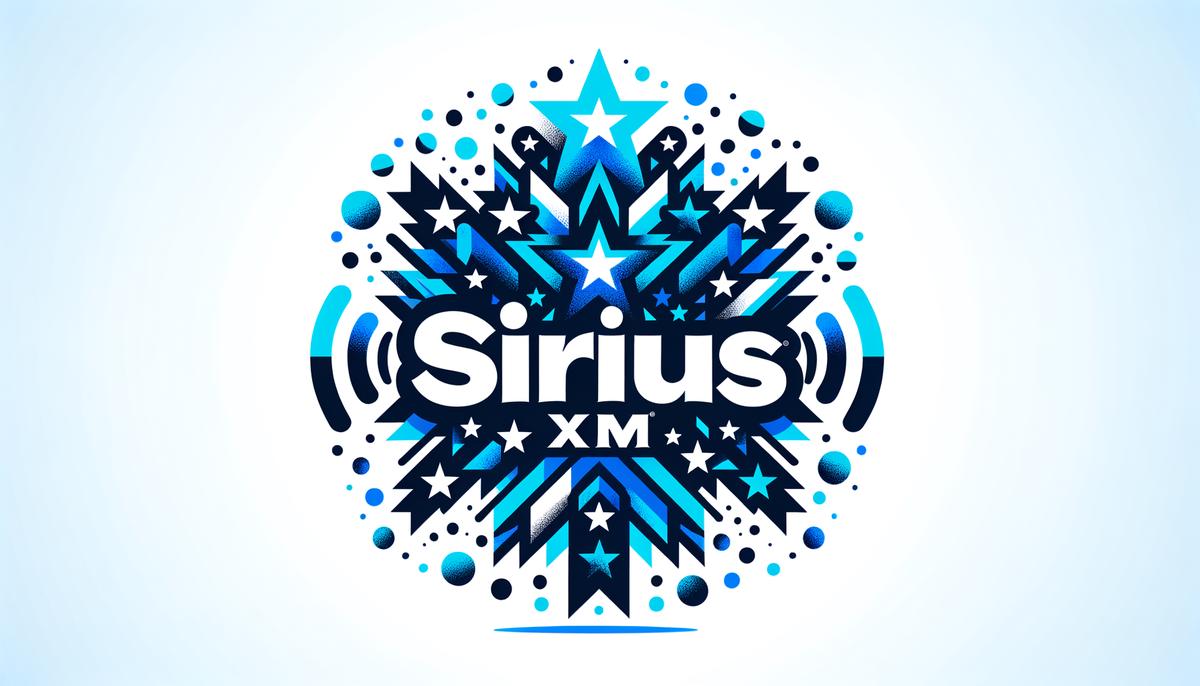 Sirius XM logo angled with custom blue stars