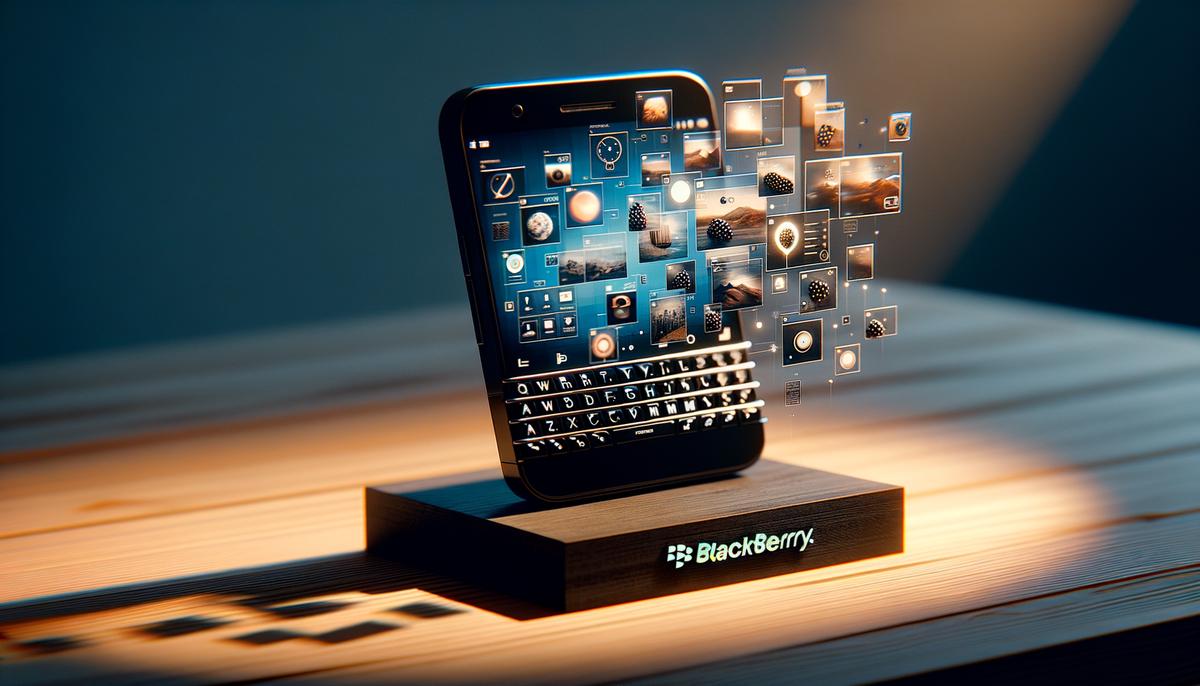 Image of a BlackBerry device showcasing the company's relevance in the tech industry