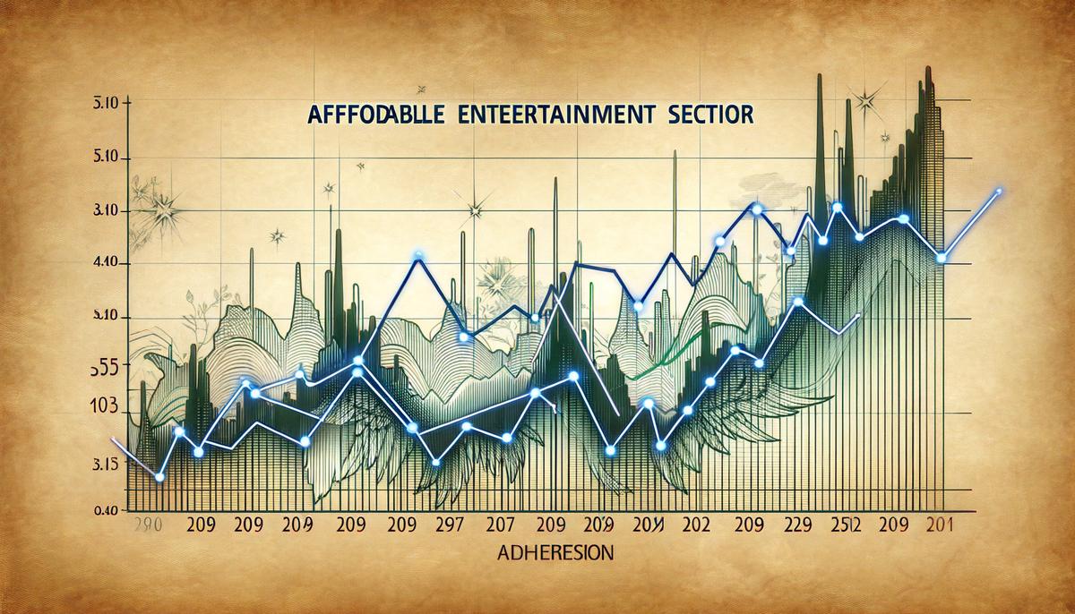 Stock market graph showing fluctuations in prices for cheap entertainment stocks