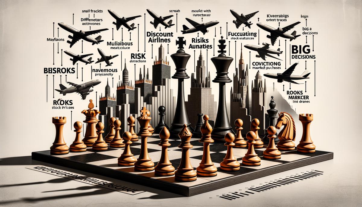 A group of strategically placed chess pieces symbolizing making moves in the world of discount airline stocks