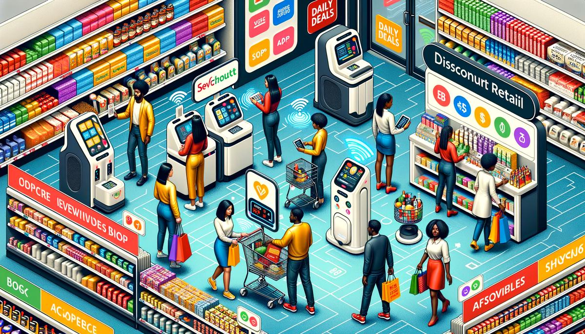 Image showing various technological aspects of low-cost retail trends