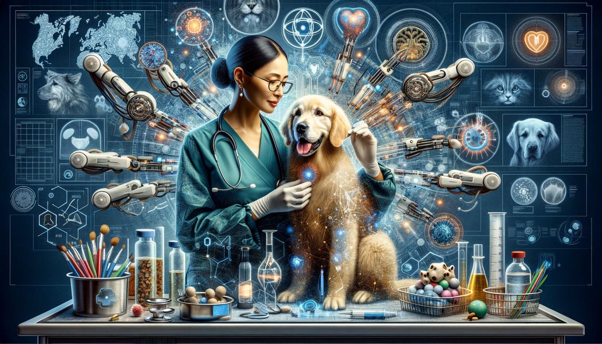 Image of a vet with a dog, representing pet healthcare transformation