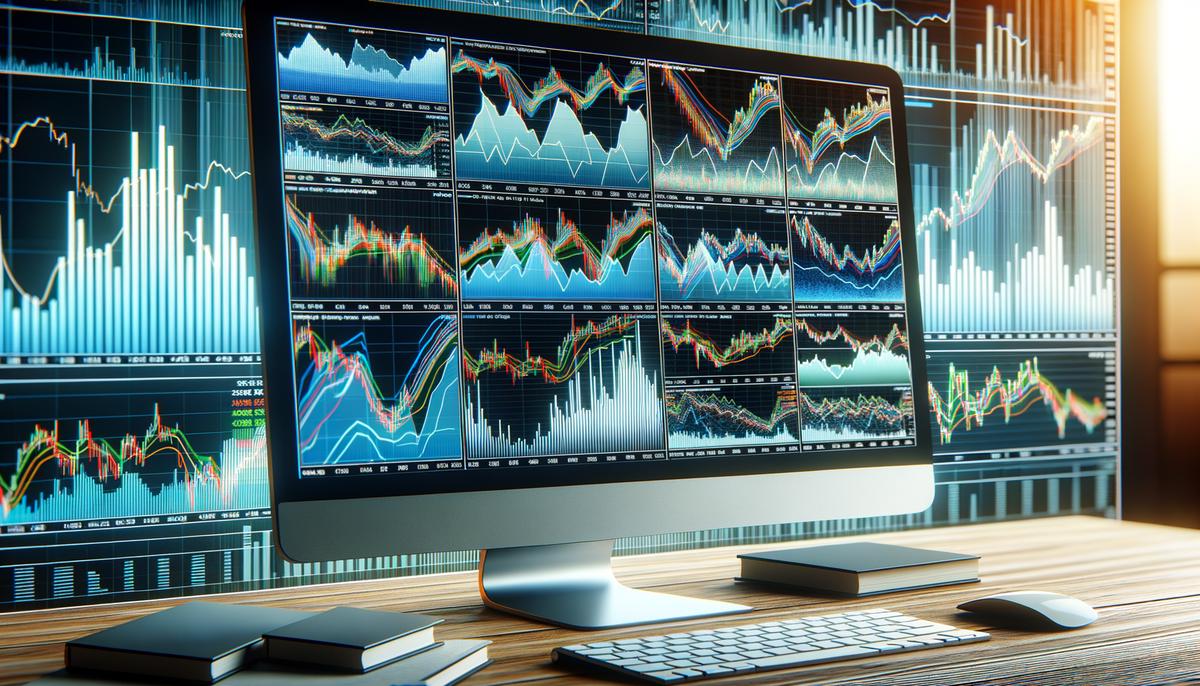 A diverse group of stocks charts, representing small-cap stocks, displayed on a computer screen